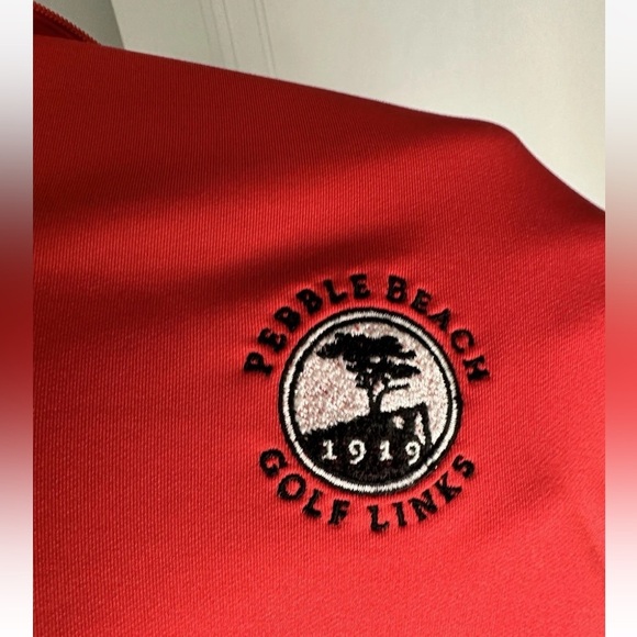 Mens Medium Pebble beach 1/4 Zip Red Ashworth Performance Pullover - Picture 9 of 13